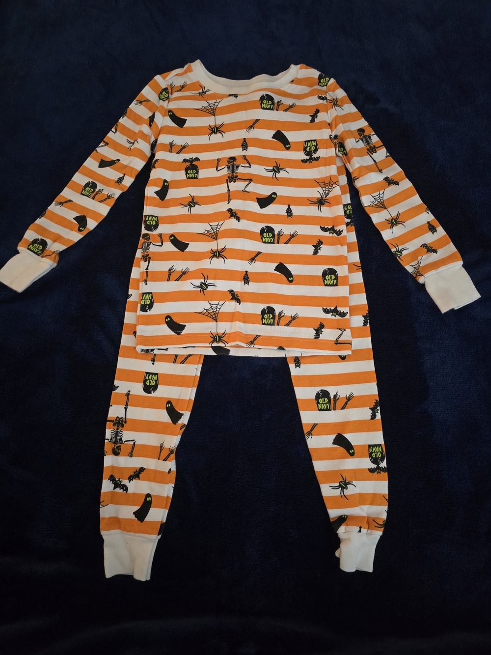 Old Navy Orange & White Striped Halloween One-Piece Pajamas